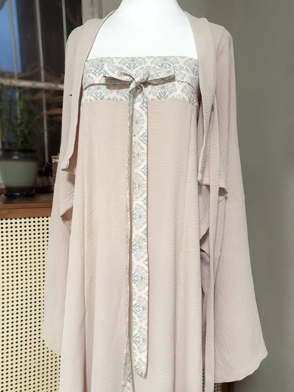 Hanfu vállszíjas hosszú szoknya és kendő készlet, minimalista kínai stílus, poliészter 95%+, gallér nélkül, tavasz 2025