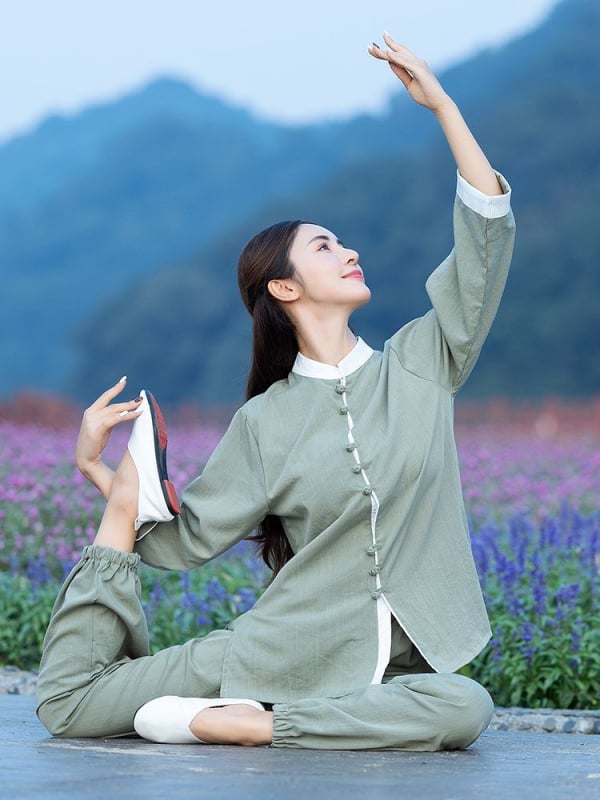Zen tea set od pamuka i lana za Tai Chi i jogu, patchwork šivanje, konoplja 50-70%, proljeće–jesen 2025