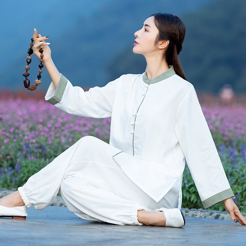 Zen tea set od pamuka i lana za Tai Chi i jogu, patchwork šivanje, konoplja 50-70%, proljeće–jesen 2025