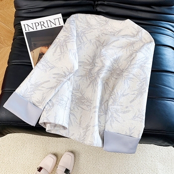 Hanfu top, kineski Tang retro stil, okrugli vrat, teški žakard, dugi rukavi, etnički stil