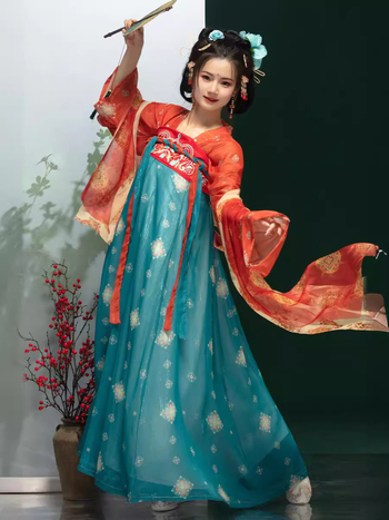 Hanfu-inšpirované dámske letné šaty, chiffon, spandex 90–95%, tie-dye, jednovrstvá konštrukcia do pása