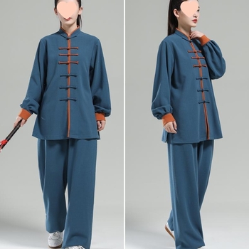 Ženski Tai Chi kostim u kineskom stilu, dugih rukava, deblji za jesen-zimu vježbanje (Chenille tkanina; Spandex sadržaj ispod 30%; etiketa s ovratnikom; s oznakama)