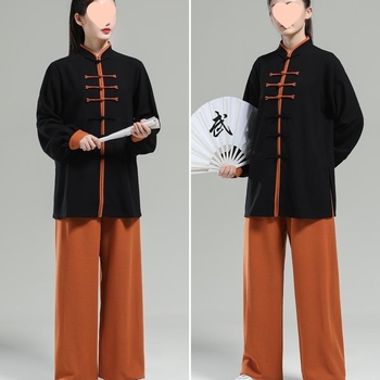 Ženski Tai Chi kostim u kineskom stilu, dugih rukava, deblji za jesen-zimu vježbanje (Chenille tkanina; Spandex sadržaj ispod 30%; etiketa s ovratnikom; s oznakama)