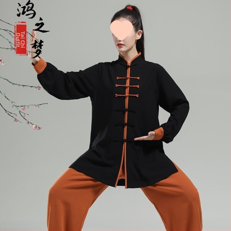 Ženski Tai Chi kostim u kineskom stilu, dugih rukava, deblji za jesen-zimu vježbanje (Chenille tkanina; Spandex sadržaj ispod 30%; etiketa s ovratnikom; s oznakama)