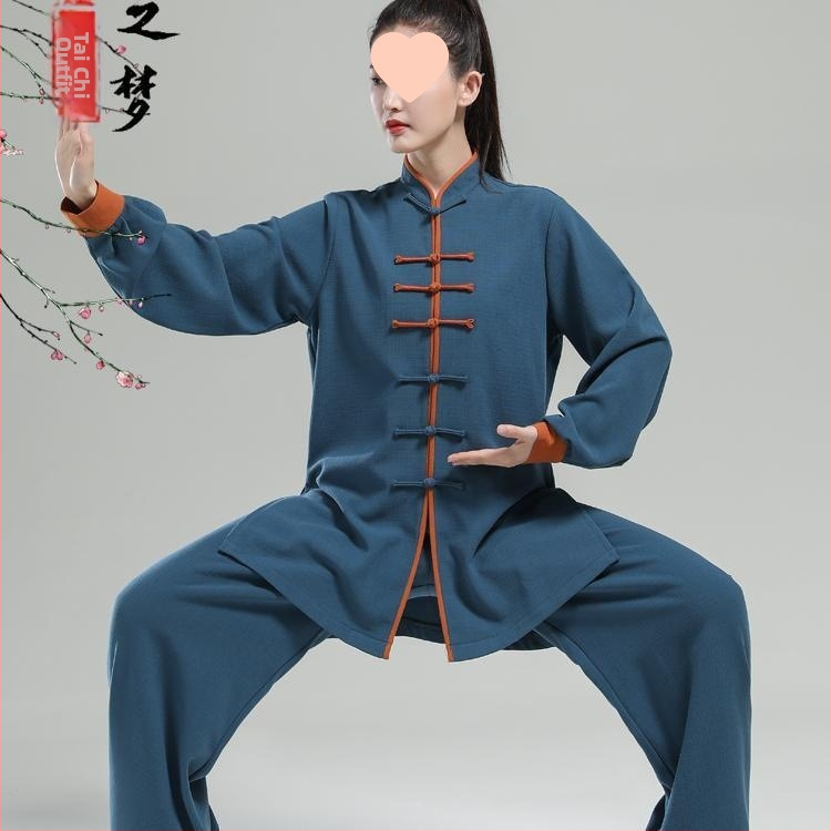 Ženski Tai Chi kostim u kineskom stilu, dugih rukava, deblji za jesen-zimu vježbanje (Chenille tkanina; Spandex sadržaj ispod 30%; etiketa s ovratnikom; s oznakama)