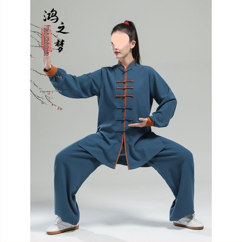 Ženski Tai Chi kostim u kineskom stilu, dugih rukava, deblji za jesen-zimu vježbanje (Chenille tkanina; Spandex sadržaj ispod 30%; etiketa s ovratnikom; s oznakama)