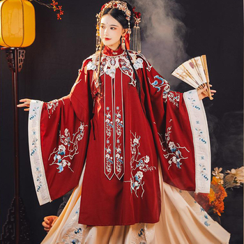 Hanfu ženski drevni kostim s visokim ovratnikom i preklopnim prednjim zatvaračem, rameni u oblaku, chenille tkanina s elastanom, proljetno izdanje 2023, udio glavne tkanine <30%