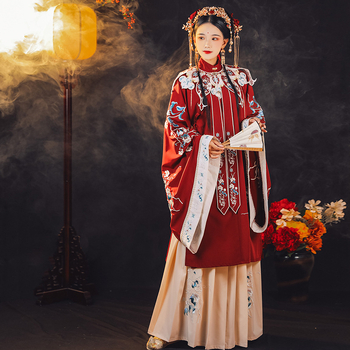 Hanfu ženski drevni kostim s visokim ovratnikom i preklopnim prednjim zatvaračem, rameni u oblaku, chenille tkanina s elastanom, proljetno izdanje 2023, udio glavne tkanine <30%
