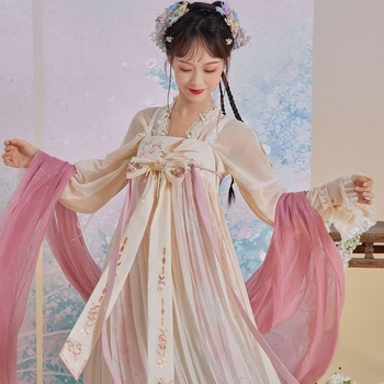 Hanfu set s izvezenim topom na trakama i suknjom do prsa, šifon tkanina, vlakna regenerirane celuloze, mercerizirani završetak, proljeće 2022