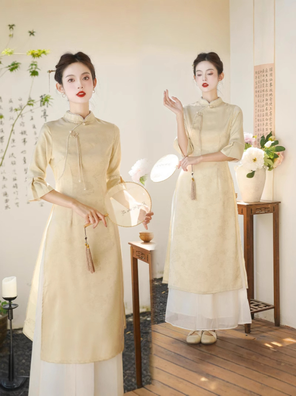 Jacquard Tencel komplet haljina, proljeće 2025, kineski nacionalni stil, etnički ples, 70–80% lyocell