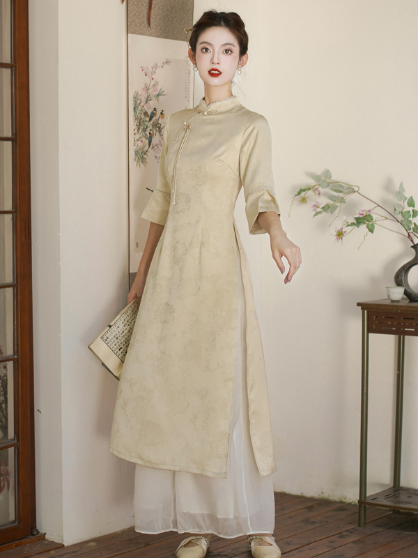 Jacquard Tencel komplet haljina, proljeće 2025, kineski nacionalni stil, etnički ples, 70–80% lyocell