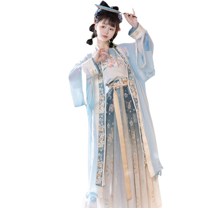 Hanfu női ruhaszett hímzéssel, poliészter anyag, 70–80% poliészter, 2023 tavasz