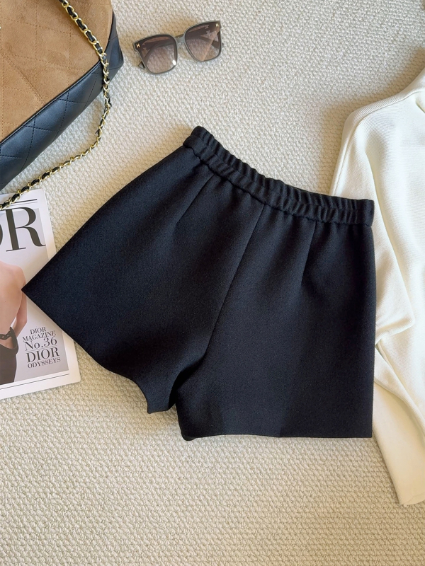 Női gyapjú anyagú széles lábú nadrág, magas derekú, 3/4 hossz, mindennapi stílus, téli szezon 2025