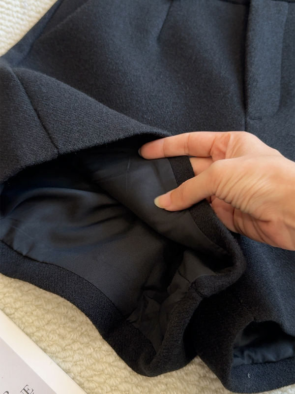 Női gyapjú anyagú széles lábú nadrág, magas derekú, 3/4 hossz, mindennapi stílus, téli szezon 2025