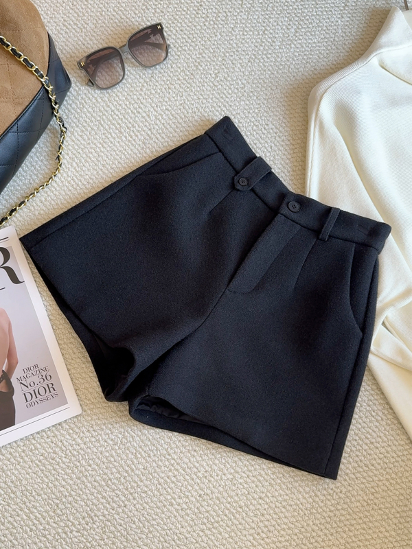 Női gyapjú anyagú széles lábú nadrág, magas derekú, 3/4 hossz, mindennapi stílus, téli szezon 2025