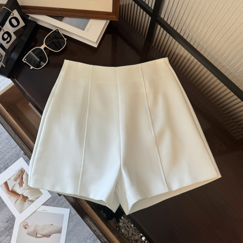 Női öltönynadrág, magas derekú, 3/4 hossz, poliészter, japán-koreai casual stílus, nyár 2025