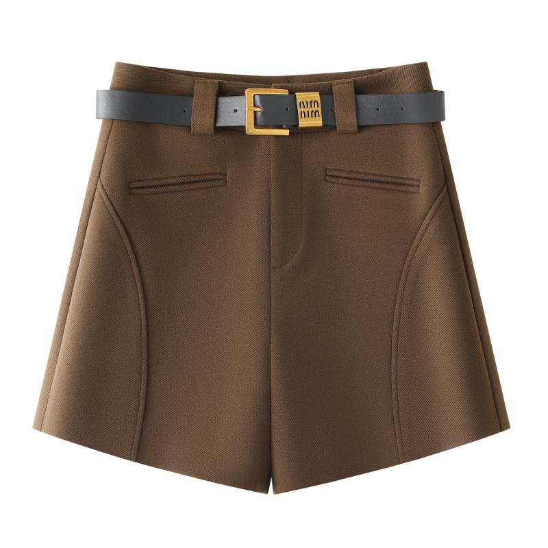 Női poliészteres magas derekú széles nadrág, háromnegyedes hossz, ősz 2025