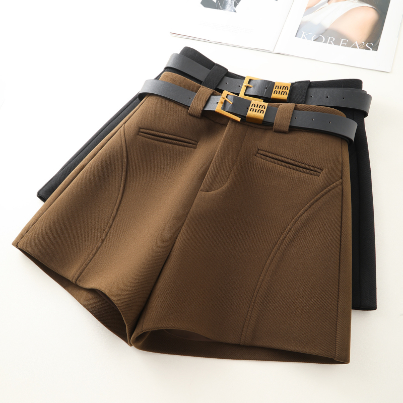 Női poliészteres magas derekú széles nadrág, háromnegyedes hossz, ősz 2025