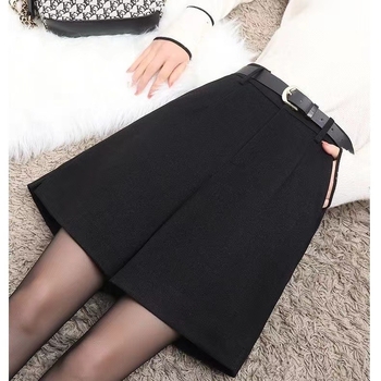 Női gyapjú széles lábú nadrág, magas derekú, A-vonal, 3/4 hosszú, városi hétköznapi stílus őszre-télre