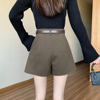 Gyapjú–polieőszter keverék széles lábú nadrág, 3/4 hossz, magas derék, vastag téli anyag; poliészter 50–70%