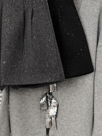 Női vastag műgyapjú anyagú széleslábú 3/4-es nadrág, magas derék, poliészter-keverék