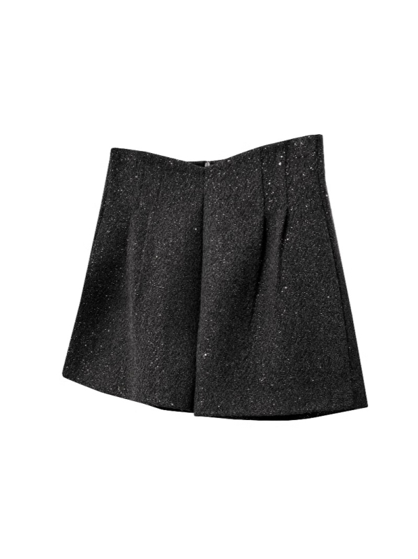 Női vastag műgyapjú anyagú széleslábú 3/4-es nadrág, magas derék, poliészter-keverék