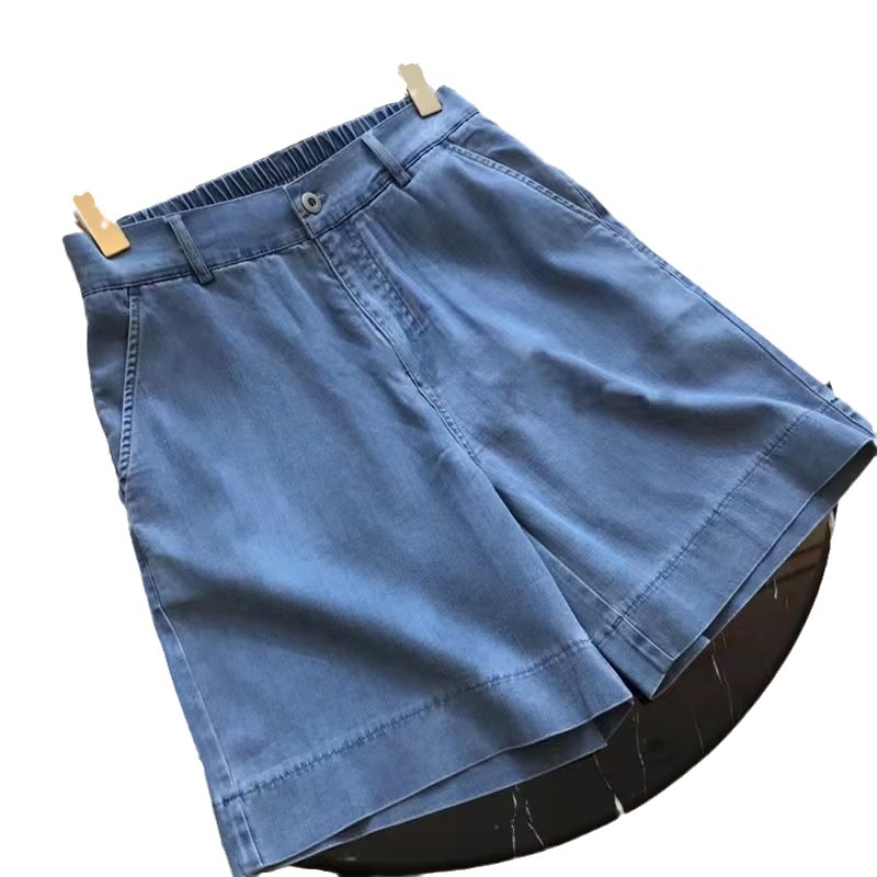 Traperice ravnog kroja od Tencel Lyocell s Spandexom, visokim strukom, lagani materijal, kapri duljina, bez glačanja