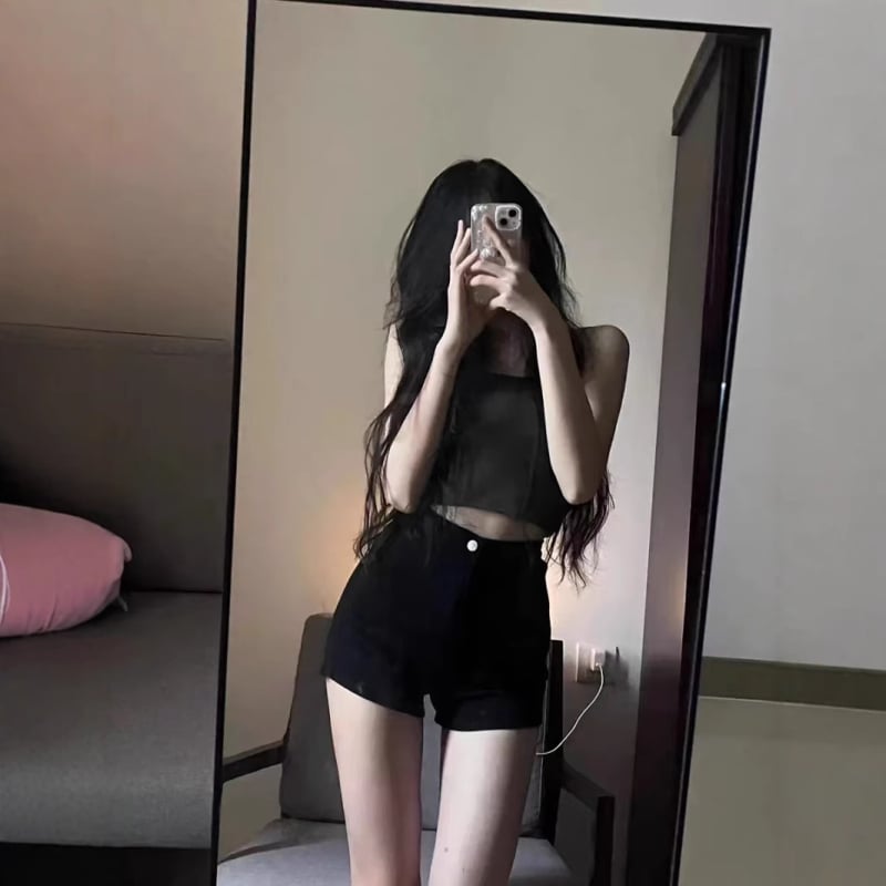 Βαμβακερά κοντά σορτς με ψηλόμεση γραμμή, εφαρμοστό, μικροελαστικό, περιεκτικότητα σε βαμβάκι 50–70%