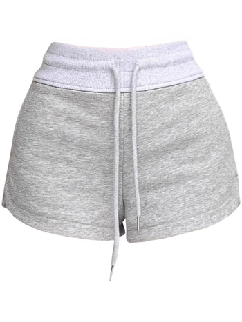 Ženske sportske šortse sa šnira za vezivanje, visokim strukom, duljina 3/4, mješavina poliester-spandeks, kroj A-linije