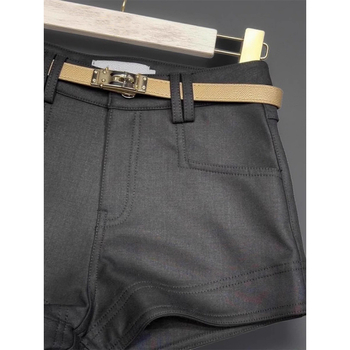 Ženski šorts za nošenje uz čizme, visokim strukom, duljina 3/4, poliester, mikroelastičan