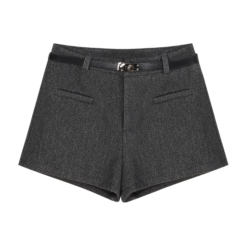 Ženske kratke hlače s visokim strukom, straight kroj, kapri dužina, elegantan gradski stil, materijal: poliesterska vlakna, glavni materijal: pamuk, zima 2025