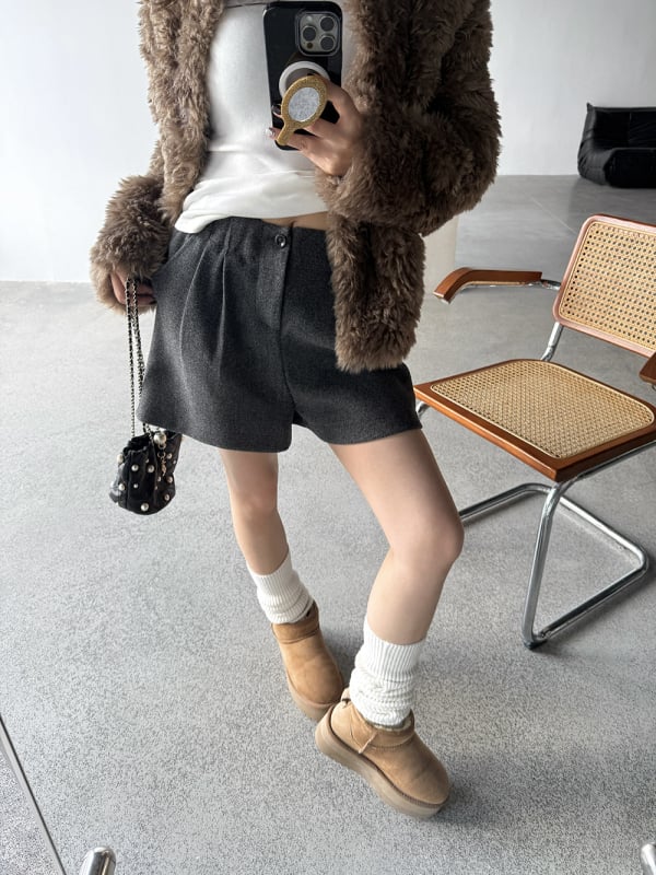 Wang Qizhi ženske poliester šorc, 7/8 duljine, elastičan pojas, debeli materijal, patchwork detalj