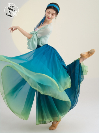 Shan Ran Tang klasični plesni kostim za žene, s rukavima nalik vodu, prozirnim slojem i velikom raskošnom suknjom (Spring 2023; Main Fabric: Other; Fabric Content: <30%)