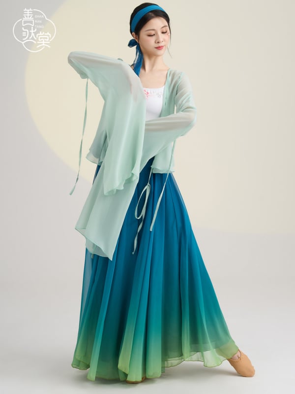 Shan Ran Tang klasični plesni kostim za žene, s rukavima nalik vodu, prozirnim slojem i velikom raskošnom suknjom (Spring 2023; Main Fabric: Other; Fabric Content: <30%)