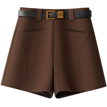 Hlače visokog struka, širokog kroja, duljina do tri četvrtine, ukrasni pojas, poliester 92% i elastan 8%