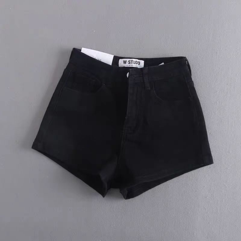 Ženski traper kratke hlače visokim strukom, uski kroj, A-linija, mješavina pamuka-polyester (80–90% pamuka)