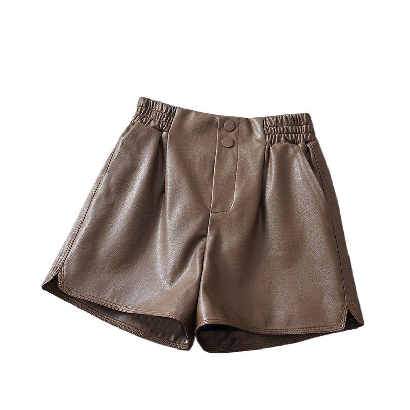 Ženske kožne hlače, visokog struka, širokih nogavica, duljina 3/4, mikroelastičnost, mercerizirani završetak