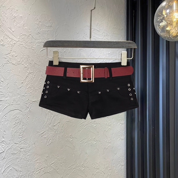 Γυναικεία σορτς σε στιλ denim, μεσαίας μέσης, μίγμα βαμβάκι-σπάντεξ, κοντό μήκος, ελαφρώς ελαστικά