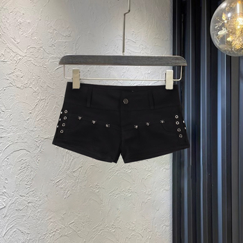 Γυναικεία σορτς σε στιλ denim, μεσαίας μέσης, μίγμα βαμβάκι-σπάντεξ, κοντό μήκος, ελαφρώς ελαστικά