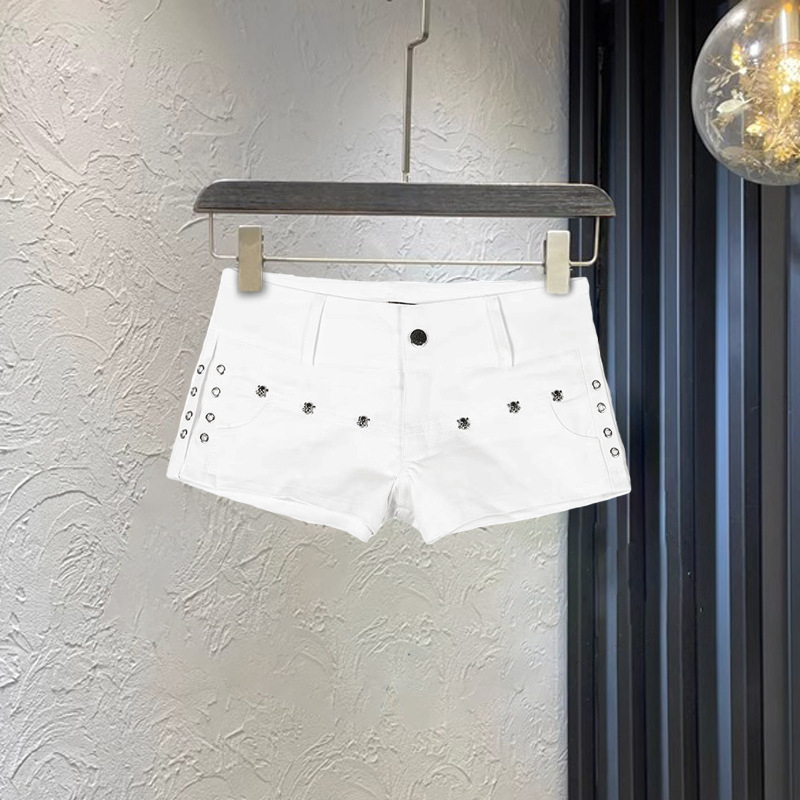 Γυναικεία σορτς σε στιλ denim, μεσαίας μέσης, μίγμα βαμβάκι-σπάντεξ, κοντό μήκος, ελαφρώς ελαστικά