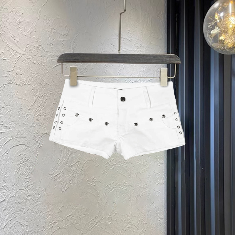 Γυναικεία σορτς σε στιλ denim, μεσαίας μέσης, μίγμα βαμβάκι-σπάντεξ, κοντό μήκος, ελαφρώς ελαστικά