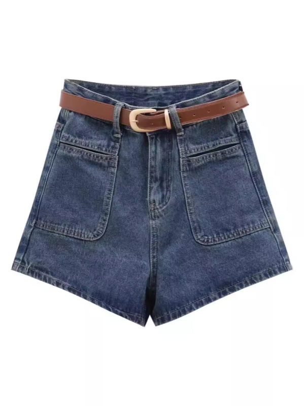 Γυναικείοι τζιν σορτς, βαμβάκι, ψηλή μέση, κοντό μήκος, περιεκτικότητα σε βαμβάκι 50–70%