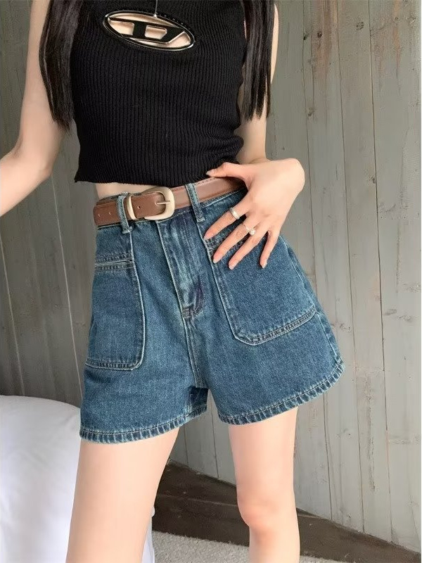 Γυναικείοι τζιν σορτς, βαμβάκι, ψηλή μέση, κοντό μήκος, περιεκτικότητα σε βαμβάκι 50–70%