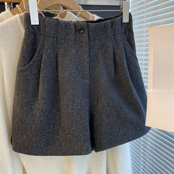 Γυναικείες παντελόνες casual με υψηλή μέση, μήκος τριών τετάρτων, φαρδιά γραμμή, πολυεστέρας, ελαφριά ελαστικότητα - Άνοιξη 2024