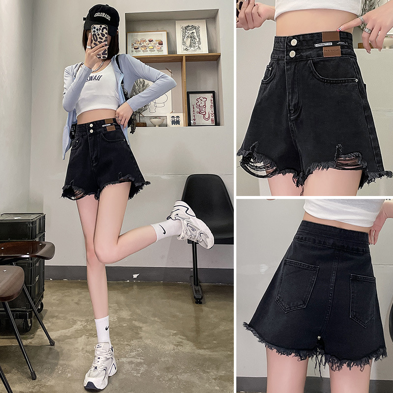 Дънкови къси панталони за жени – висока талия, прав силует, дължина три четвърти, памук, основен състав 50–70% памук