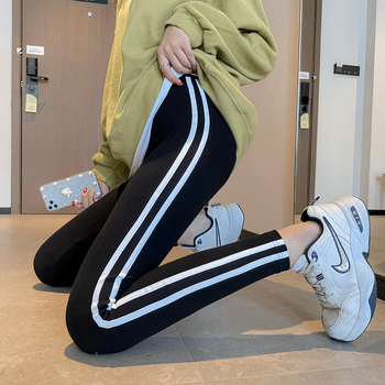 Ilgos jogos leggings su aukštu liemeniu, sėdmenų pakėlimas, medvilnės-elastano mišinys, storas ir aptemptas