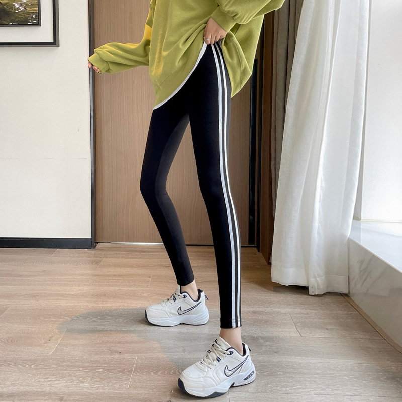 Ilgos jogos leggings su aukštu liemeniu, sėdmenų pakėlimas, medvilnės-elastano mišinys, storas ir aptemptas