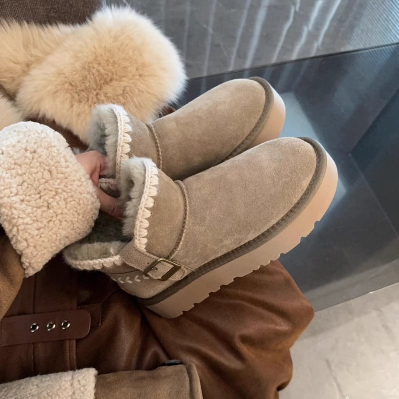 Ženske snježne čizme s krznom, iznutra fleece, kratka visina, mikrovlaknen gornji dio, gumena potplata
