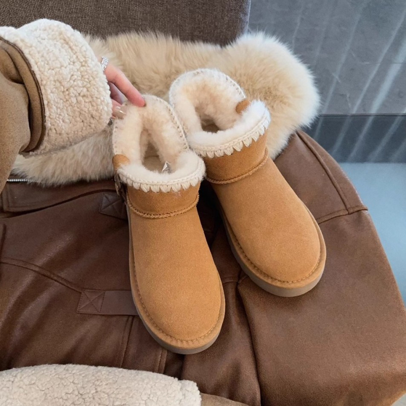 Ženske snježne čizme s krznom, iznutra fleece, kratka visina, mikrovlaknen gornji dio, gumena potplata