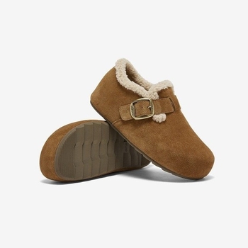 Cipele Birkenstock od prave kože, potplata od ovčje kože, debela gumena potplata, okrugli vrh, korejska verzija, niska gornja linija